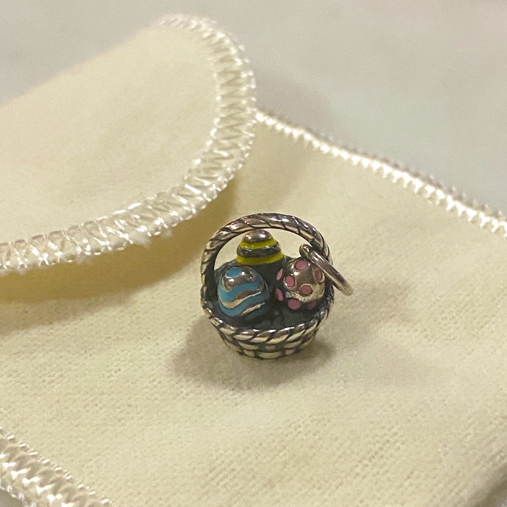 James Avery Enamel Easter Basket Charm in Sterling Silver